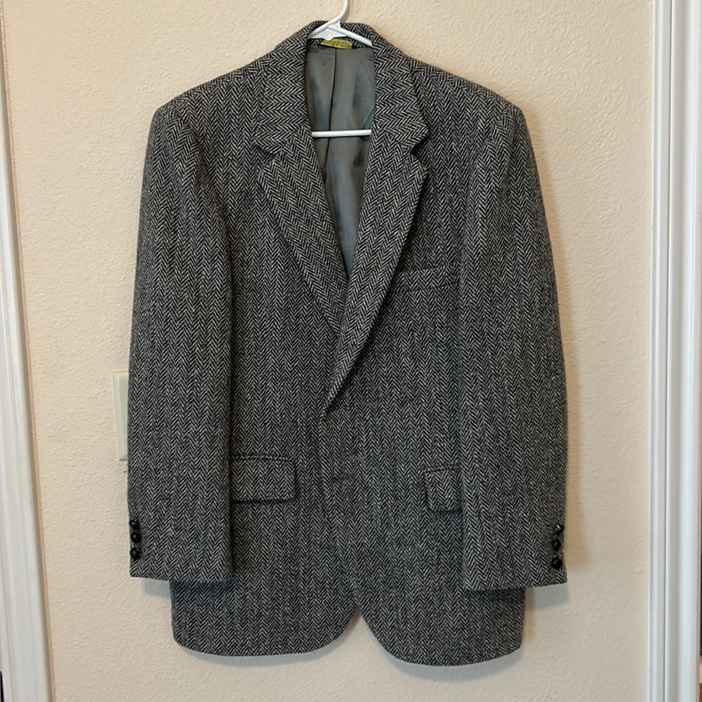 Vintage Harris Tweed Grey/Black Herringbone Blazer